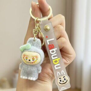 New Popular Hot! mini brown Mocha bunny Labubu Baby keychain dangeler figure